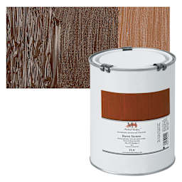 Michael Harding Artists Oil Paint - Burnt Sienna, 1 Liter and swatch