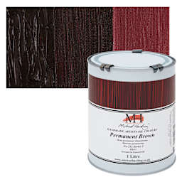 Michael Harding Artists Oil Color - Permanent Brown, 1 Liter can and swatch