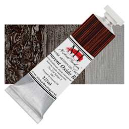 Michael Harding Artists Oil Paint - Transparent Oxide Brown, 225 ml tube and swatch