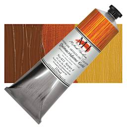 Michael Harding Artists Oil Paint - Quinacridone Gold, 225 ml tube and swatch