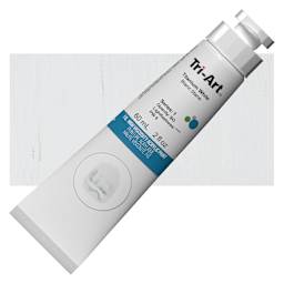 Tri-Art High Viscosity Artist Acrylic - Titanium White, 60 ml tube and swatch