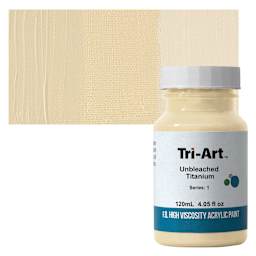 Tri-Art High Viscosity Artist Acrylic - Unbleached Titanium, 120 ml jar and swatch