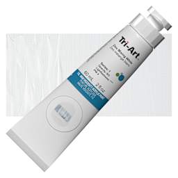 Tri-Art High Viscosity Artist Acrylic - Zinc Mixing White, 60 ml tube and swatch