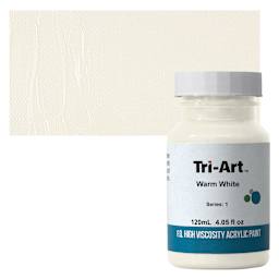 Tri-Art High Viscosity Artist Acrylic - Warm White, 120 ml jar and swatch