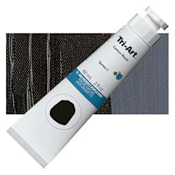 Tri-Art High Viscosity Artist Acrylic - Carbon Black, 60 ml tube and swatch