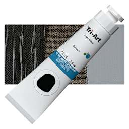 Tri-Art High Viscosity Artist Acrylic - Ivory Black, 60 ml tube and swatch