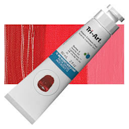 Tri-Art High Viscosity Artist Acrylic - Alizarin Crimson Hue, 60 ml tube and swatch
