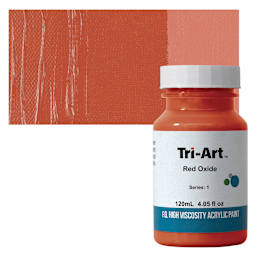 Tri-Art High Viscosity Artist Acrylic - Red Oxide, 120 ml jar and swatch