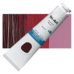 Tri-Art High Viscosity Artist Acrylic - Permanent Maroon, 60 ml tube and swatch