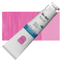 Tri-Art High Viscosity Artist Acrylic - Magenta Light, 60 ml tube and swatch