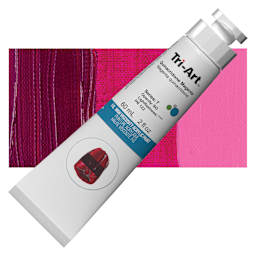 Tri-Art High Viscosity Artist Acrylic - Quinacridone Magenta, 60 ml tube and swatch