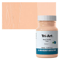 Tri-Art High Viscosity Artist Acrylic - Red Oxide Tint, 120 ml jar and swatch