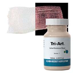 Tri-Art High Viscosity Artist Acrylic - Interference Red, 120 ml jar and swatch