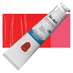 Tri-Art High Viscosity Artist Acrylic - Naphthol Red Medium, 60 ml tube and swatch