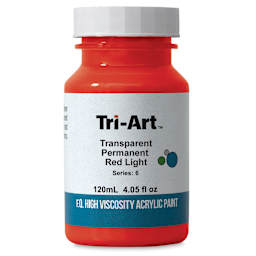 Tri-Art High Viscosity Artist Acrylic - Transparent Permanent Red Light, 120 ml jar