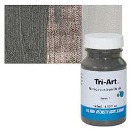 Tri-Art High Viscosity Artist Acrylic - Micaceous Iron Oxide, 120 ml jar and swatch