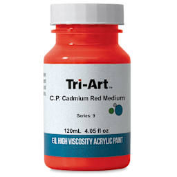 Tri-Art High Viscosity Artist Acrylic - C.P. Cadmium Red Medium, 120 ml jar