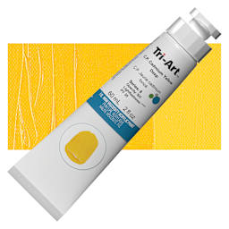 Tri-Art High Viscosity Artist Acrylic - C.P. Cadmium Yellow Deep, 60 ml tube and swatch