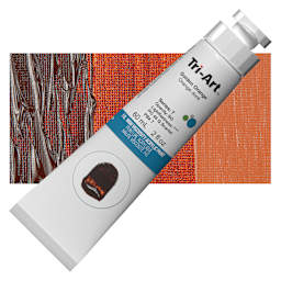 Tri-Art High Viscosity Artist Acrylic - Golden Orange, 60 ml tube and swatch