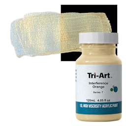 Tri-Art High Viscosity Artist Acrylic - Interference Orange, 120 ml jar and swatch
