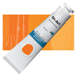 Tri-Art High Viscosity Artist Acrylic - Naphthol Orange, 60 ml tube and swatch
