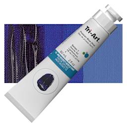 Tri-Art High Viscosity Artist Acrylic - Prussian Blue Hue, 60 ml tube and swatch