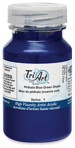 Tri-Art High Viscosity Artist Acrylics - Phthalo Blue Green Shade, 120 ml jar