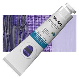 Tri-Art High Viscosity Artist Acrylic - Ultramarine Violet Blue Shade, 60 ml tube and swatch