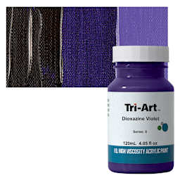 Tri-Art High Viscosity Artist Acrylic - Dioxazine Violet, 120 ml jar and swatch