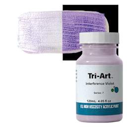 Tri-Art High Viscosity Artist Acrylic - Interference Violet, 120 ml jar and swatch
