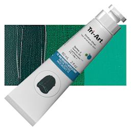 Tri-Art High Viscosity Artist Acrylic - Viridian Hue, 60 ml tube and swatch