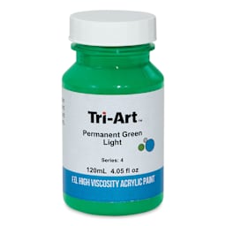 Tri-Art High Viscosity Artist Acrylic - Permanent Green Light, 120 ml jar