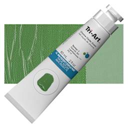 Tri-Art High Viscosity Artist Acrylic - Chromium Oxide Green, 60 ml Tube and swatch