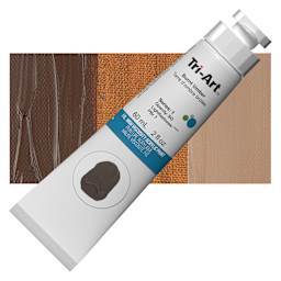 Tri-Art High Viscosity Artist Acrylic - Burnt Umber, 60 ml tube and swatch