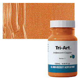 Tri-Art High Viscosity Artist Acrylic - Iridescent Copper, 120 ml jar and swatch