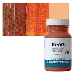 Tri-Art High Viscosity Artist Acrylic - Transparent Gold Oxide, 120 ml jar and swatch