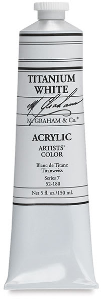 M. Graham Artists' Acrylics - 150 ml tube of Titanium White shown upright