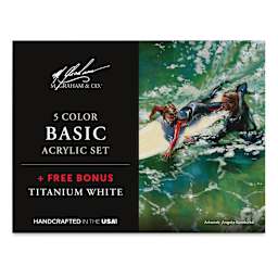 M. Graham Artists' Acrylics - Front of Set of 5 colors with Free Titanium White shown