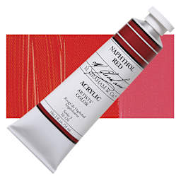 M. Graham Artists' Acrylic - Naphthol Red, 2 oz tube and swatch