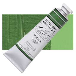 M. Graham Artists' Acrylic - Permanent Green Light, 2 oz tube and swatch