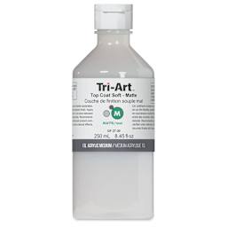 Tri-Art Top Coat Mediums - Front view of bottle of 250 ml Soft Matte Medium