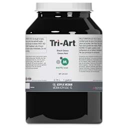 Tri-Art Acrylic Black Gesso - Front view of One Gallon Jar
