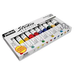 Pebeo High Viscosity Acrylics - Set of 10 with Brush, Assorted Colors, 20 ml, Tubes (In packaging)