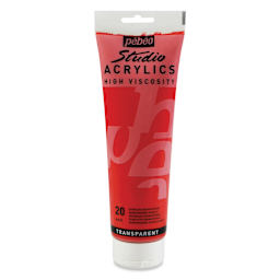 Pebeo High Viscosity Acrylics - Quinacridone Scarlet, 250 ml, Tube (Front)
