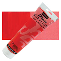 Pebeo High Viscosity Acrylics - Transparent Vermilion, 250 ml, Tube with Swatch