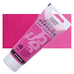 Pebeo High Viscosity Acrylic - Opaque Vivid Pink, 100 ml, Swatch with Tube