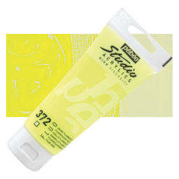 Pebeo High Viscosity Acrylic - Fluorescent Yellow, 100 ml tube and swatch
