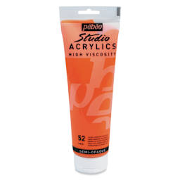 Pebeo High Viscosity Acrylics - Dark Cadmium Yellow Hue, 250 ml, Tube (Front)