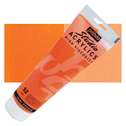 Pebeo High Viscosity Acrylic - Dark Cadmium Yellow Hue, 250 ml, Tube and swatch