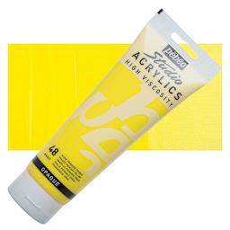 Pebeo High Viscosity Acrylic - Opaque Primary Yellow, 250 ml, Swatch with Tube